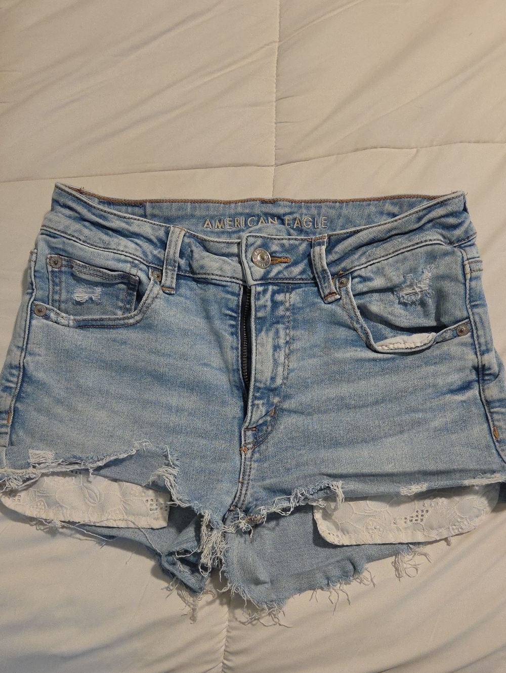 American Eagle Outfitters Light Wash Distressed Denim Shorts